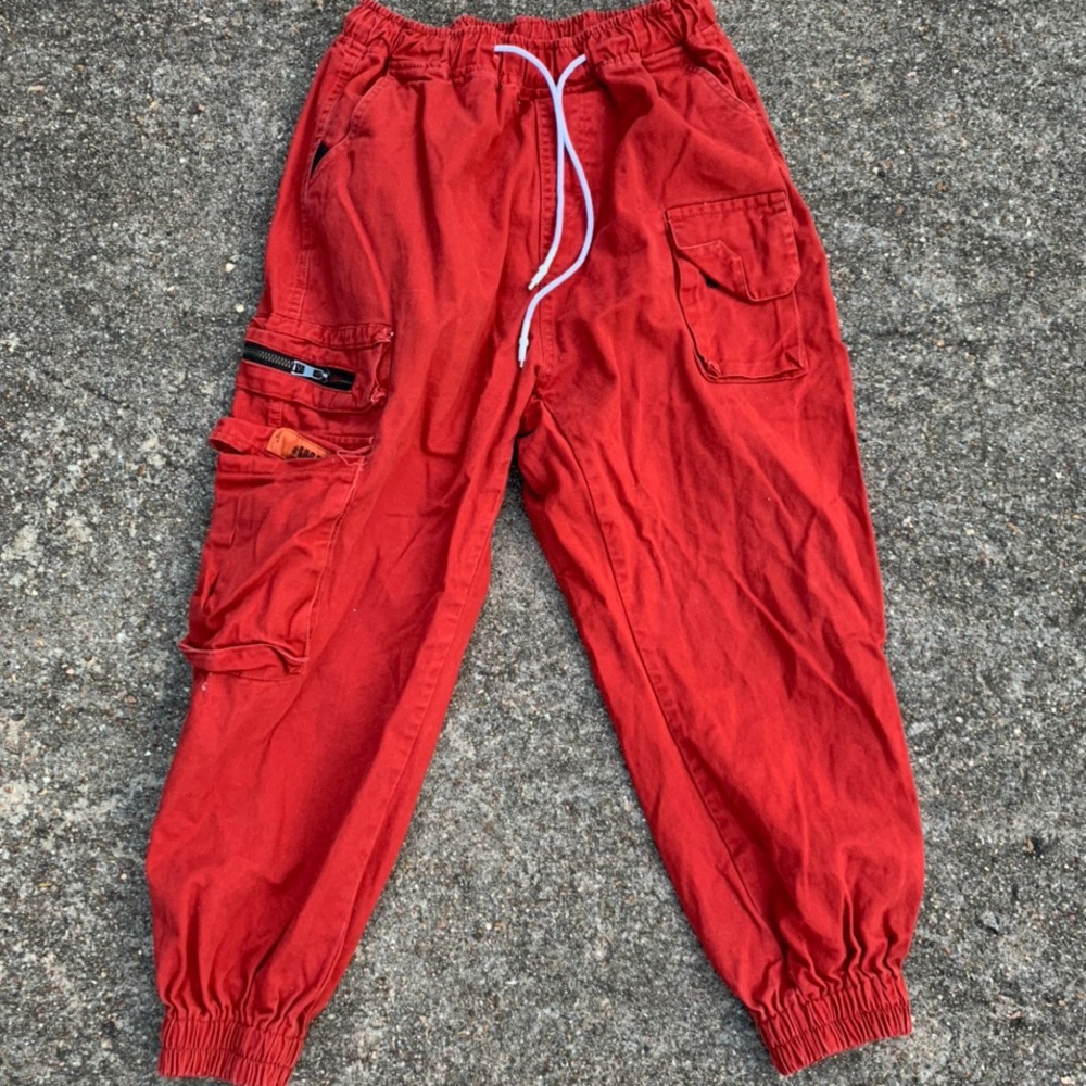 Red Trendy Cargo Pants